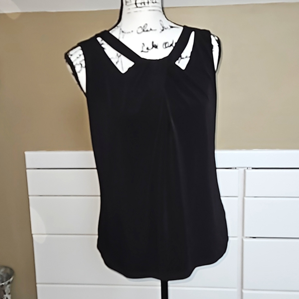 Nine West Sleeveless Blouse, Stylish Design, large, black